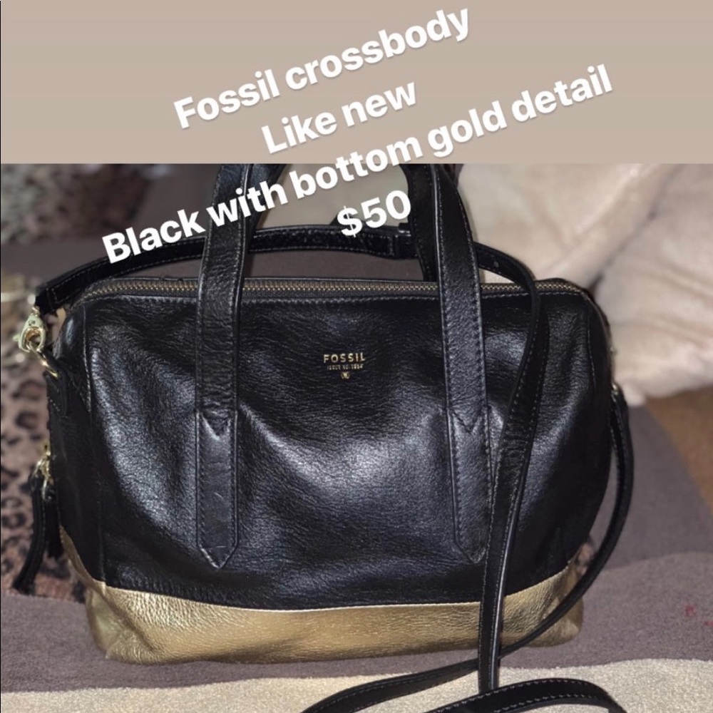 Black and gold Fossil crossbody purse